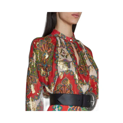Paisley Pattern Long-Sleeved Blouse