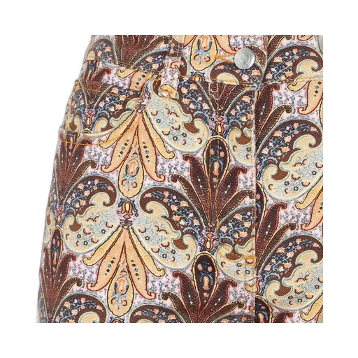 Paisley-Printed Flared Leg Jeans