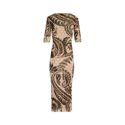 Paisley Print V-Neck Tulle Maxi Dress