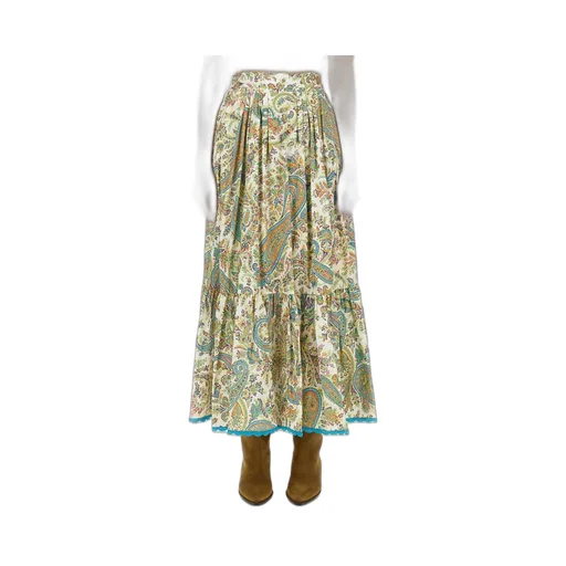 Paisley-Printed Belted Skirt