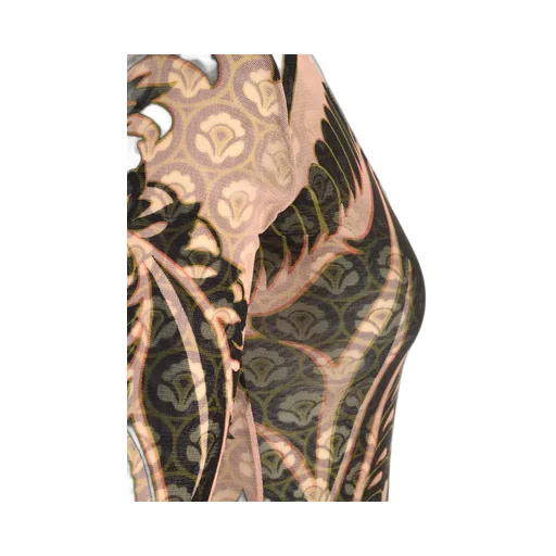 Paisley Print V-Neck Tulle Maxi Dress