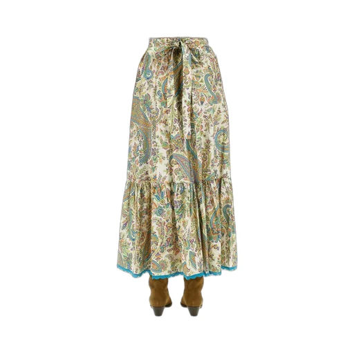 Paisley-Printed Belted Skirt
