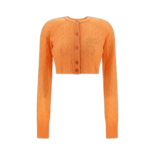 Logo-Embroidered Cropped Knitted Cardigan