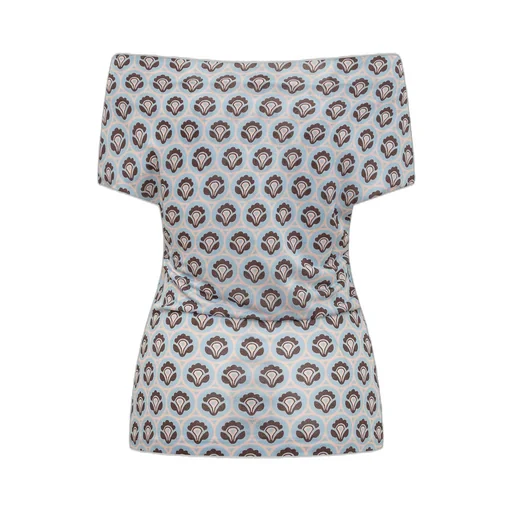 Pattern-Printed Off-Shoulder Asymmetric Top