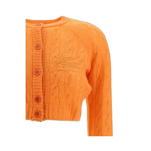 Logo-Embroidered Cropped Knitted Cardigan