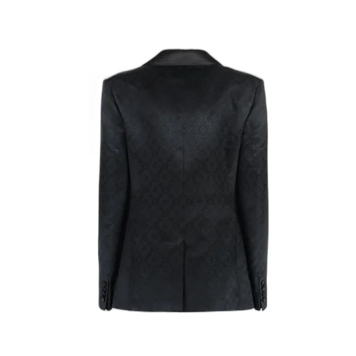 Patterned Jacquard Double-Breasted Blazer