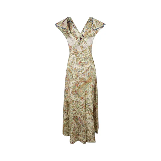 Paisley-Printed Ruffled Detailed Maxi Dress