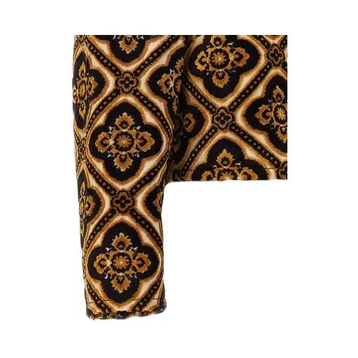 Geometric-Printed Buttoned Cropped Jacket