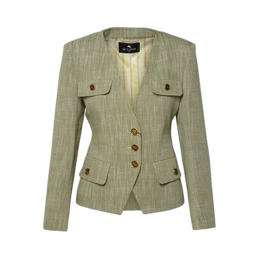 V-Neck Single-Breasted Jacket