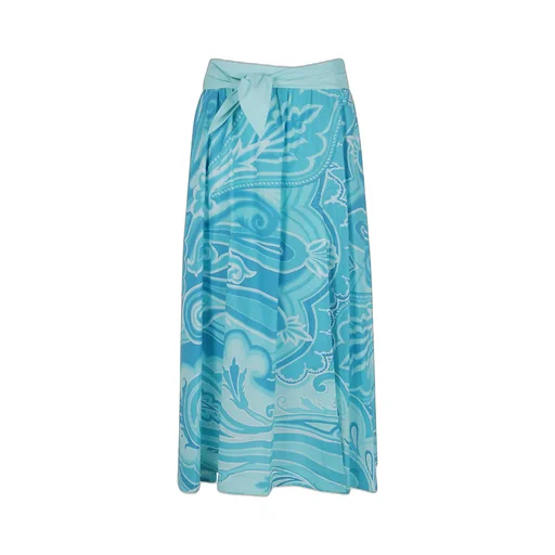 Graphic Printed Tie-Knot Detail Midi Skirt