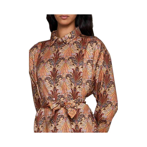 Paisley-Printed Long-Sleeved Shirt Dress