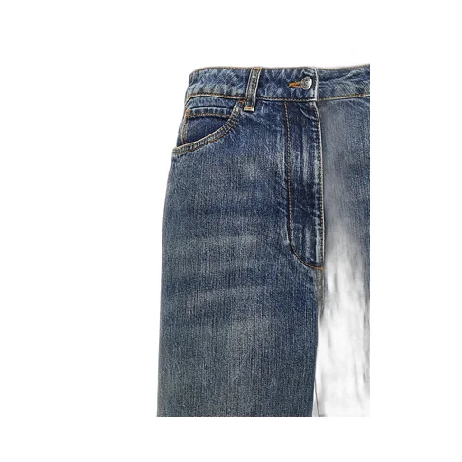 Logo Embroidered Wide-Leg Jeans