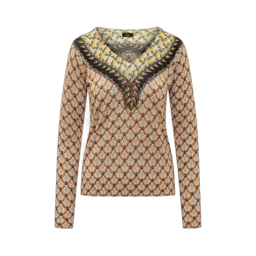 Floral-Printed Crewneck Knitted Top
