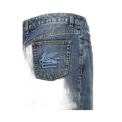 Logo Embroidered Wide-Leg Jeans
