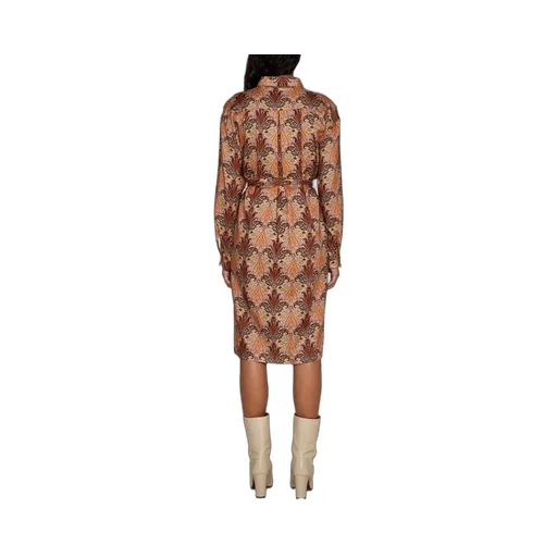 Paisley-Printed Long-Sleeved Shirt Dress