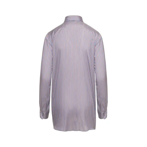 Striped Logo Embroidered Button-Up Shirt