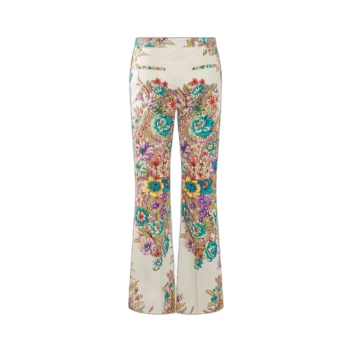 Floral-Printed High Waist Flared Trousers