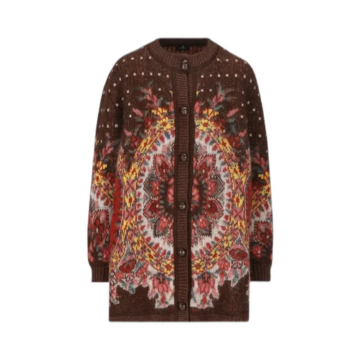 Jacquard Pattern Button-Up Cardigan