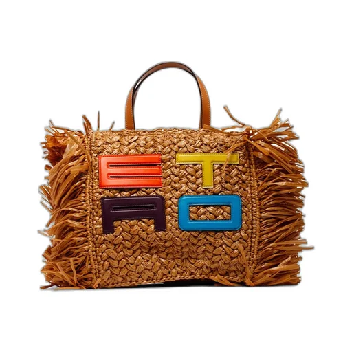 Logo Patch Fringed Edge Tote Bag