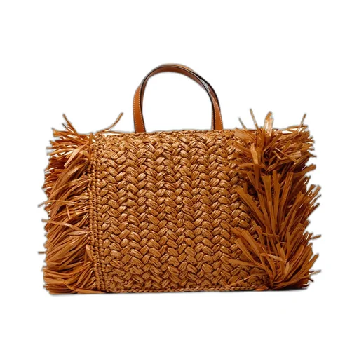 Logo Patch Fringed Edge Tote Bag