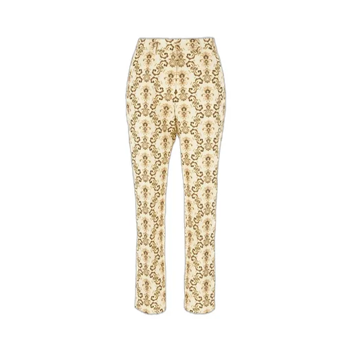 Floral-Brocade Straight Leg Cropped Trousers