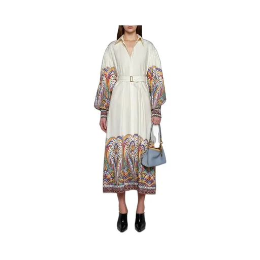 Paisley Printed Belted Shirt Dress