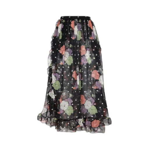 Floral Printed Flared Midi Skirt
