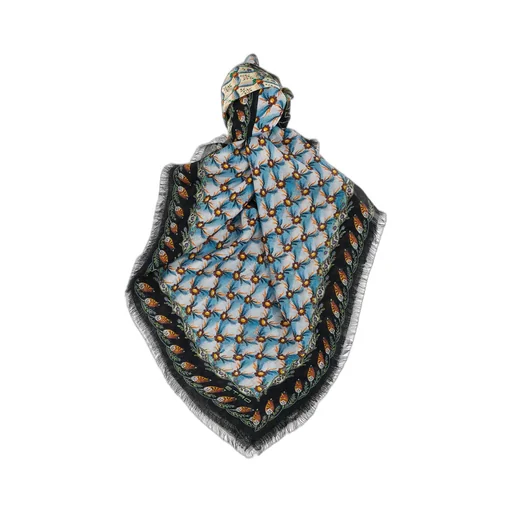 Floral-Printed Frayed Edge Scarf
