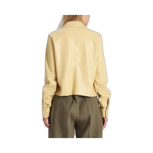 Bow Detailed Faux Leather Shirt
