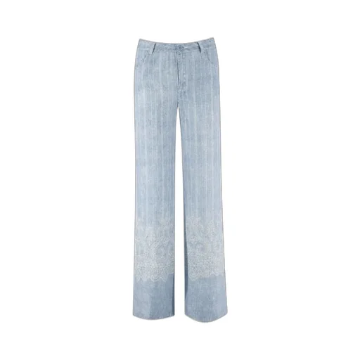 Striped Lace-Trim Pants