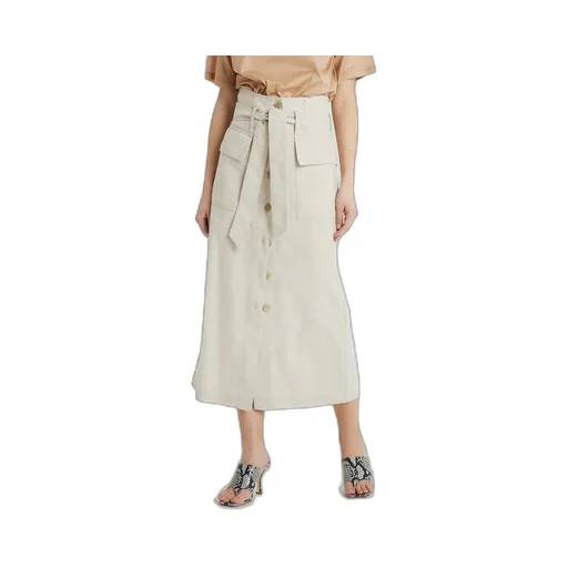 Belted Waist Midi Skirt