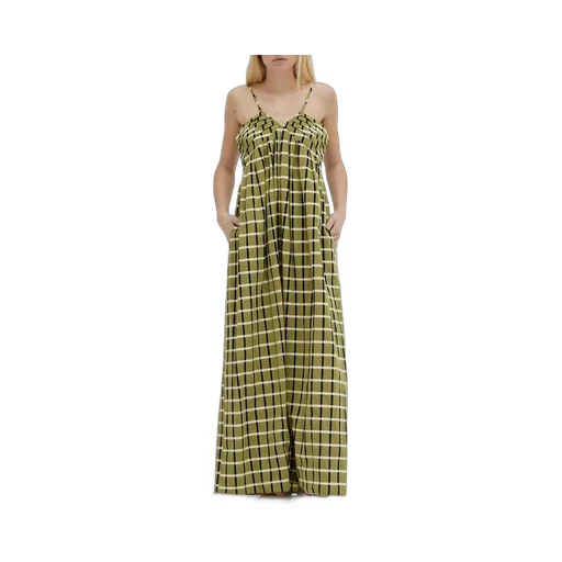 Checked Spaghetti Strap Maxi Dress