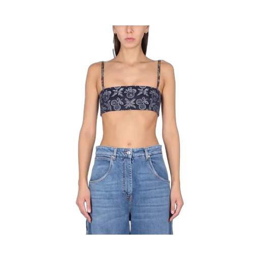 Patterned-Jacquard Spaghetti Strap Top