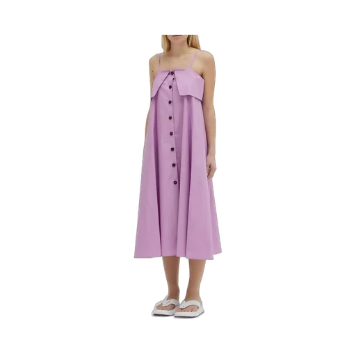 Buttoned Spaghetti Strap Midi Dress