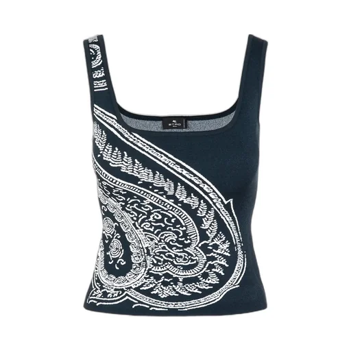 Paisley-Print Sleeveless Top