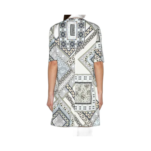 Short-Sleeved Patchwork Printed Shift Dress