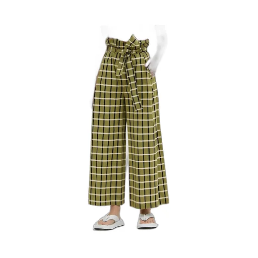 Checked Wide-Leg Pants