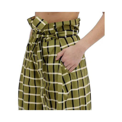 Checked Wide-Leg Pants