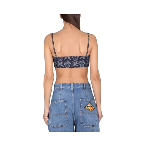 Patterned-Jacquard Spaghetti Strap Top