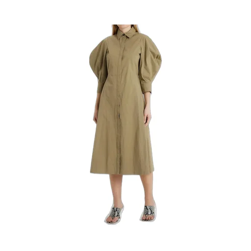 Puffed Sleeved Midi Dress