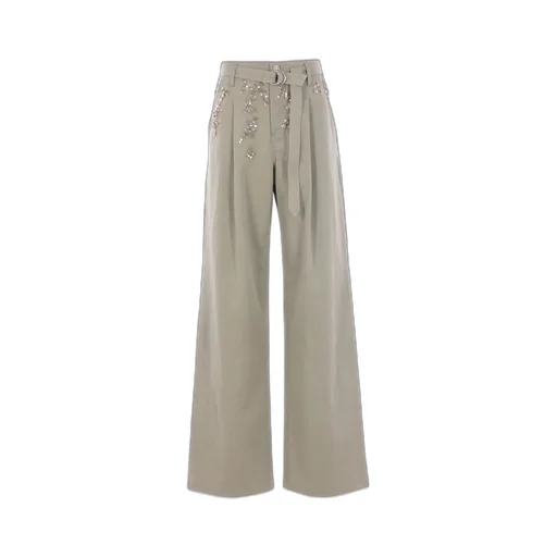 Wide-Leg Embellished Trousers
