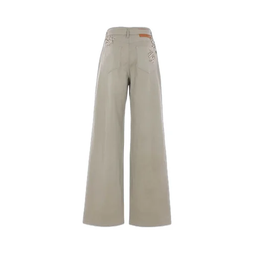 Wide-Leg Embellished Trousers