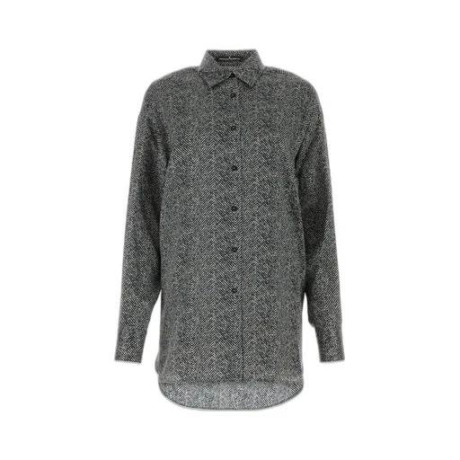 Herringbone-Printed Button-Up Shirt