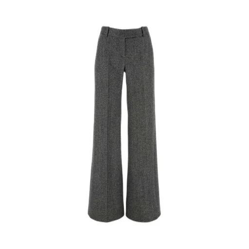 Herringbone-Pattern Wide-Leg Trousers
