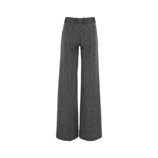 Herringbone-Pattern Wide-Leg Trousers