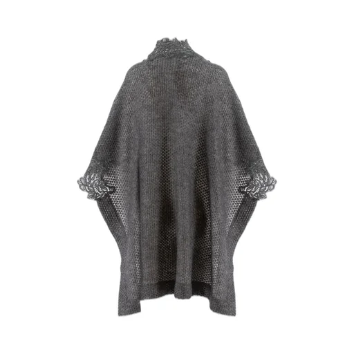 Lace-Trim Knitted Cape