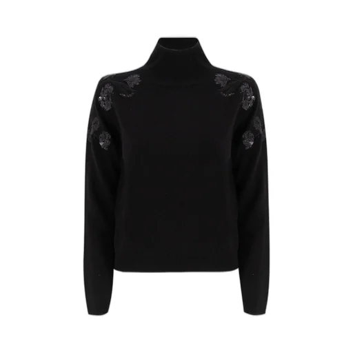 Floral Sequined Turtleneck Jumper
