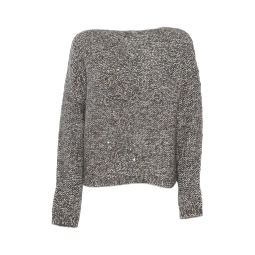 Sequined Boat-Neck Jumper