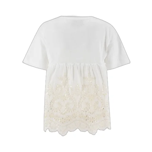 Lace-Detailed Crewneck T-Shirt