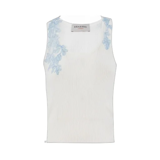 Lace Embroidery Ribbed Top
